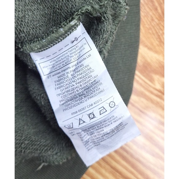 Thrashed Adidas Hoodie Sweatshirt Men's Large Green Trefoil Graphic Print Grunge - Picture 6 of 12